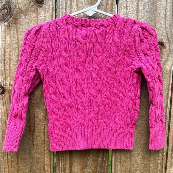 Ralph Lauren Girls Pink Preppy Cable Knit Long Sleeve Button Up Cardigan 2 2T - Picture 8 of 13